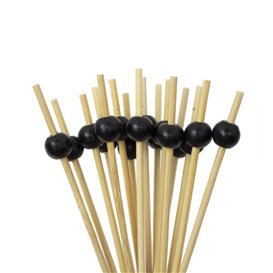 Bamboo Food Picks "Big Ball" Design Black 12,5cm in box (1.200 Units)