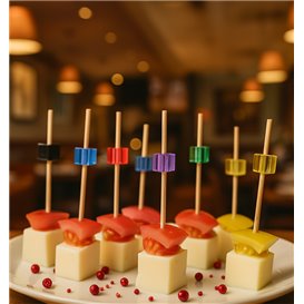 Bamboo Food Picks Cube Assorted7cm (100 Units)