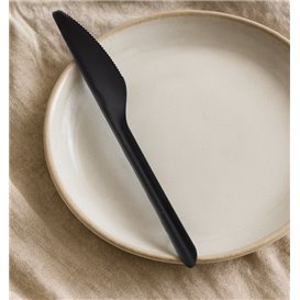 Reusable Knife in PP Black 17,8cm (25 Units)