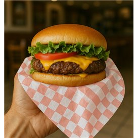 Paper Food Wrap Grease-Proof “Vichy” Red 20x24,5cm (1.000 Units)