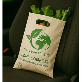 Die-Cut Handle Plastic Bags Bio Home Compost 20x33cm 20µm (3.000 Units)