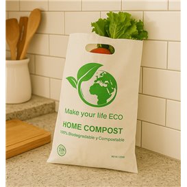 Die-Cut Handle Plastic Bags Bio Home Compost 20x33cm 20µm (100 Units)