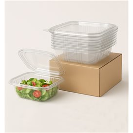 Plastic Hinged Deli Container PET Square shape 250ml (900 Units)