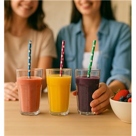 Paper Straight Straw Assorted "Ice Drink" Ø0,8cm 24cm (3.000 Units)