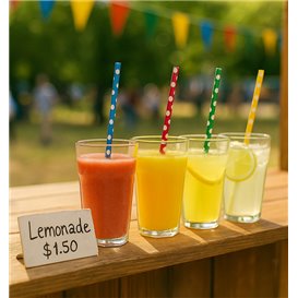 Paper Straight Straw Assorted "Ice Drink" Ø0,8cm 24cm (3.000 Units)