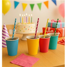 Paper Straight Straw Assorted "Ice Drink" Ø0,8cm 24cm (3.000 Units)