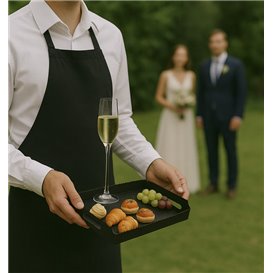 Paper Tray with Handles Rectangular shape Black 16x23 cm (10 Units) 