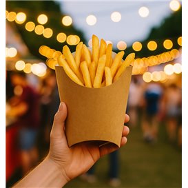 Paper French Fries Scoop Container Kraft Large size 8,2x3,3x14,9cm (400 Units)