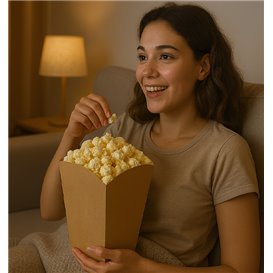 Paper Popcorn Box Large Size Kraft 150g 8,7x13x20,3cm (250 Units)