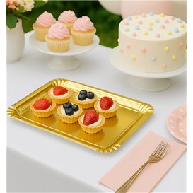 Paper Tray Rectangular shape Gold 16x22 cm (1.000 Units)