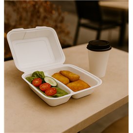 Sugarcane Hinged Burger Container 25,1x16,2x6,5cm (400 Units)