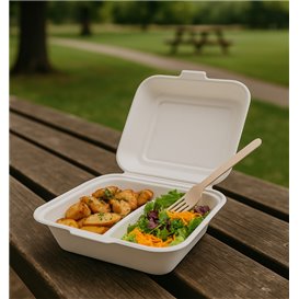 Sugarcane Hinged Burger Container 25,1x16,2x6,5cm (400 Units)