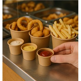 Kraft Cardboard Sauce Cup 30ml Ø4,3cm (50 Units)