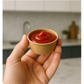 Kraft Cardboard Sauce Cup 50ml Ø6,3cm (1.000 Units)