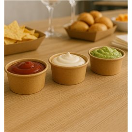 Kraft Cardboard Sauce Cup 50ml Ø6,3cm (50 Units)