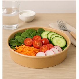 Salad Bowl Kraft-Kraft Cardboard 950ml Ø18,5cm (300 Units)