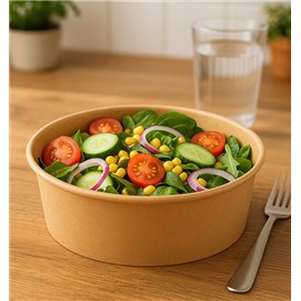 Salad Bowl Kraft-Kraft Cardboard 1.000ml Ø16,6cm (50 Units)