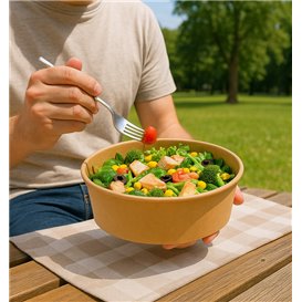 Salad Bowl Kraft-Kraft Cardboard 1.000ml Ø16,6cm (300 Units)