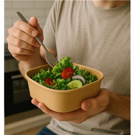 Paper Container Kraft Square 350ml 13x13x4,3cm (50 Units)