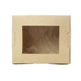 Bamboo Paper Food Box Kraft with Window 11,5x9x6,5cm 700ml (200 Units)