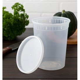 Plastic Container in PP with Lid Transparent "Deli Range" 960ml (240 Units)