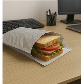 Paper Burger Bag Aluminum Grease-Proof Silver 22,3+5x20cm (250 Units)