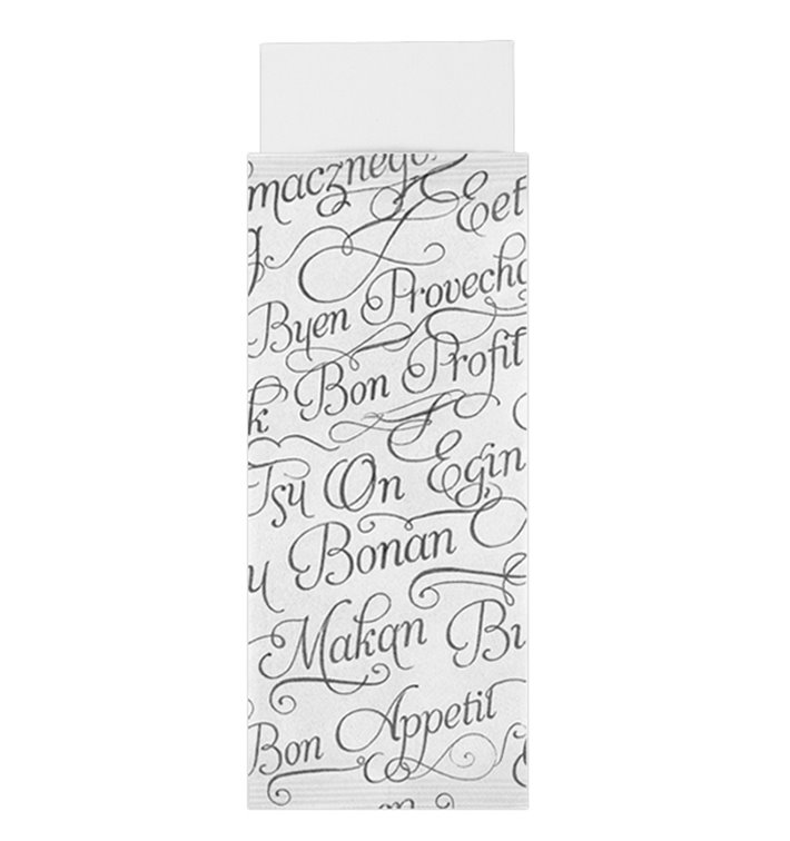 Paper Cutlery Sleeve with Napkin "Enjoy Your Meal" 11x25cm (800 Units)