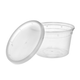 Plastic Container in PP with Lid Transparent "Deli Range" 480ml (40 Units)
