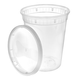 Plastic Container in PP with Lid Transparent "Deli Range" 960ml (40 Units)