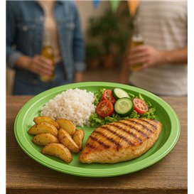 PS Reusable Plastic Plate Flat Lime Green Ø220mm (25 Units)