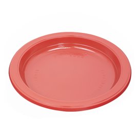 PS Reusable Plastic Plate Flat Red Ø165mm (25 Units)