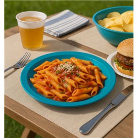 PS Reusable Plastic Plate Flat Dark Blue Ø220mm (25 Units)