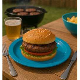 PS Reusable Plastic Plate Flat Dark Blue Ø220mm (25 Units)