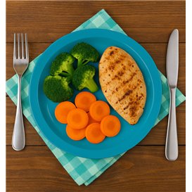 PS Reusable Plastic Plate Flat Dark Blue Ø220mm (25 Units)