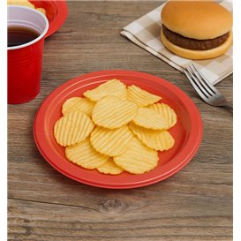PS Reusable Plastic Plate Flat Red Ø165mm (450 Units)
