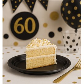 Plastic Plate PS Reusable Flat Black Ø165mm (450 Units)