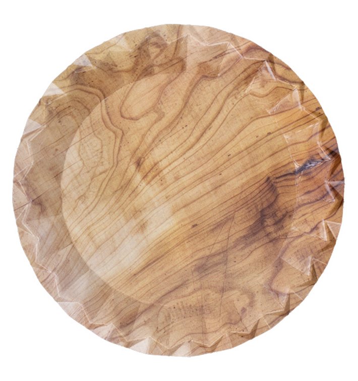 Paper Plate with Wood Print “Bali” Ø18cm 290g/m² (500 Units)