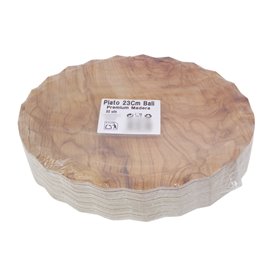 Paper Plate with Wood Print “Bali” Ø23cm 345g/m² (50 Units)