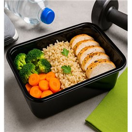 Rectangular Container in PP Black 750ml 17,6x12,4x6cm (50 Units)