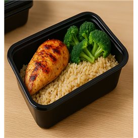 Rectangular Container in PP Black 750ml 17,6x12,4x6cm (500 Units)