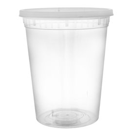 Plastic Container in PP with Lid Transparent "Deli Range" 920ml (40 Units)
