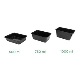 Rectangular Container in PP Black 750ml 17,6x12,4x6cm (500 Units)