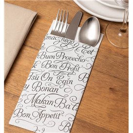 Paper Cutlery Sleeve with Napkin "Enjoy Your Meal" 11x25cm (800 Units)