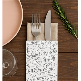 Paper Cutlery Sleeve with Napkin "Enjoy Your Meal" 11x25cm (800 Units)