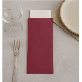 Paper Cutlery Sleeve with Napkin Burgundy 11x25cm (800 Units)