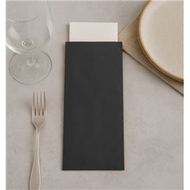 Paper Cutlery Sleeve with Napkin Black 11x25cm (800 Units)