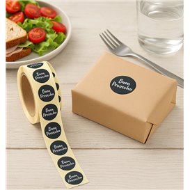 Round Adhesive Labels on a Roll "Buen Provecho" Ø2,5cm (1 Units)