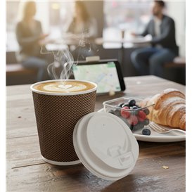 White PS Lid SIP With Hole for Paper Cups Ø9cm (50 Units)