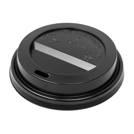 Black PS Lid Travel With Hole for Paper Cups Ø9cm (1.000 Units)