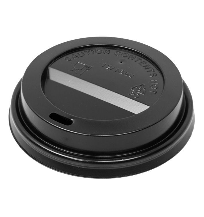 Black PS Lid Travel With Hole for Paper Cups Ø9cm (50 Units)